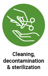 Cleaning decontamination and sterilization icon - clicks through to more details