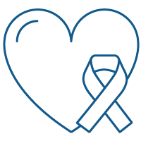 cancer ribbon & heart icon
