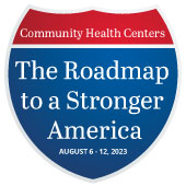 Community Health Centers Badge - the Roadmap to a Stronger America - National Health Center Week - August 6-12, 2023