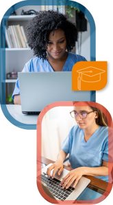 Healthcare professionals taking training courses online