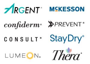 McKesson Brands logos include Argent, Confiderm, McKesson Consult, LUMEON, Thera Advanced Skin Care, McKesson Prevent and StayDry